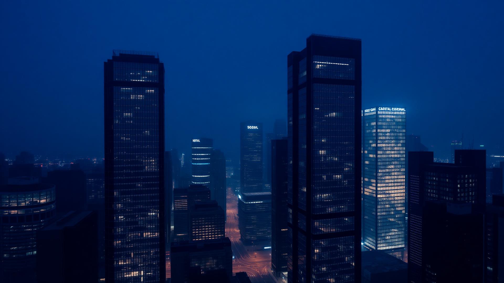 夜色中的全球金融中心天际线